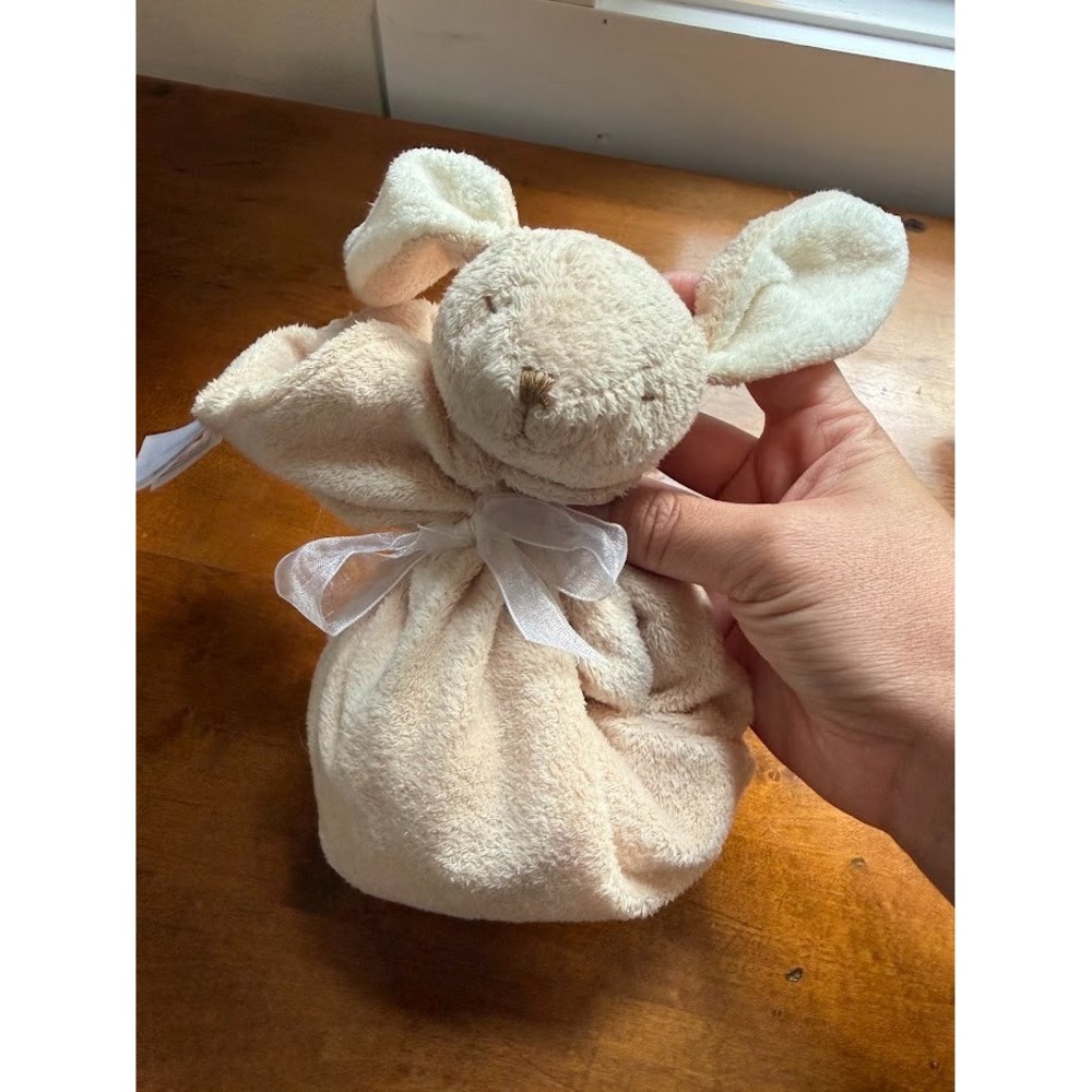 NWT Angel Dear Beige Tan Bunny Rabbit Baby Security Blanket Lovey Knotted